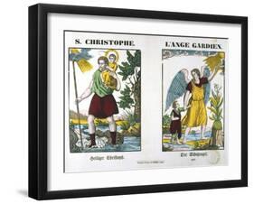 St Christopher and a Guardian Angel, 19th Century-null-Framed Giclee Print