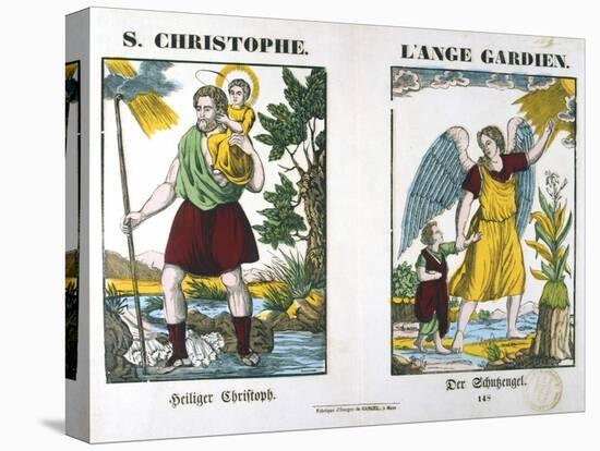 St Christopher and a Guardian Angel, 19th Century-null-Stretched Canvas