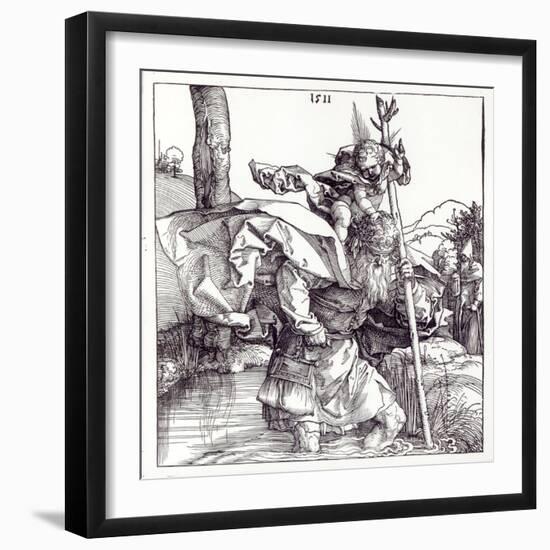 St.Christopher Carrying the Infant Christ, 1511-Albrecht Dürer-Framed Giclee Print