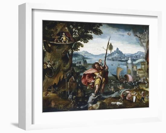 St Christopher Crossing the River, 1506-C1527-Jan De Cock-Framed Giclee Print