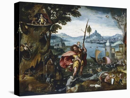 St Christopher Crossing the River, 1506-C1527-Jan De Cock-Stretched Canvas