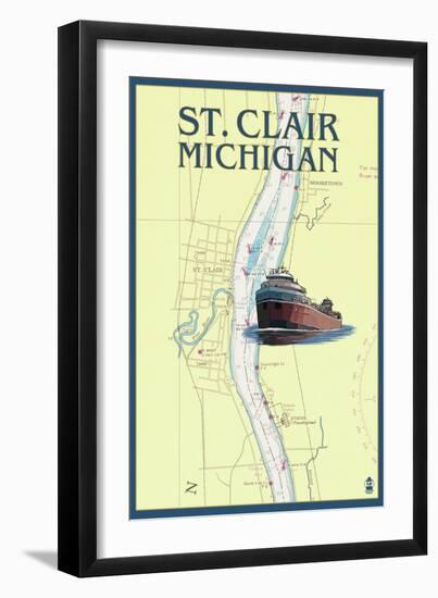 St. Clair, Michigan - Nautical Chart-Lantern Press-Framed Art Print