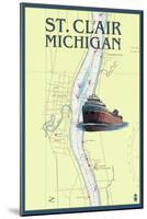 St. Clair, Michigan - Nautical Chart-Lantern Press-Mounted Art Print