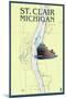 St. Clair, Michigan - Nautical Chart-Lantern Press-Mounted Art Print