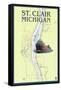 St. Clair, Michigan - Nautical Chart-Lantern Press-Framed Stretched Canvas