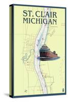 St. Clair, Michigan - Nautical Chart-Lantern Press-Stretched Canvas