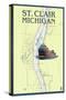 St. Clair, Michigan - Nautical Chart-Lantern Press-Stretched Canvas