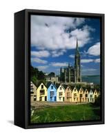 St. Coleman's Cathedral of Cobh Behind Colorful Row Houses-Charles O'Rear-Framed Stretched Canvas