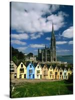 St. Coleman's Cathedral of Cobh Behind Colorful Row Houses-Charles O'Rear-Stretched Canvas