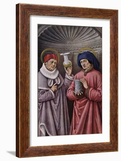 St. Cosmas and St. Damian, Patron Saints of Physicians and Apothecaries, Book of Hours-null-Framed Giclee Print