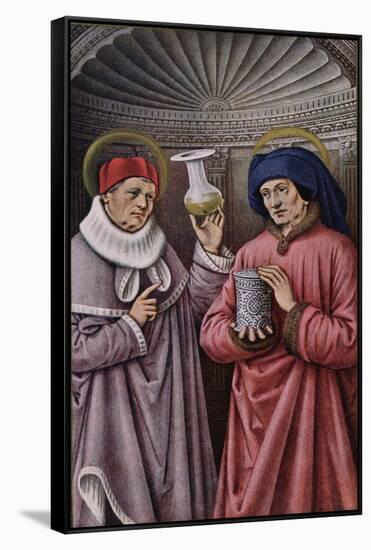 St. Cosmas and St. Damian, Patron Saints of Physicians and Apothecaries, Book of Hours-null-Framed Stretched Canvas