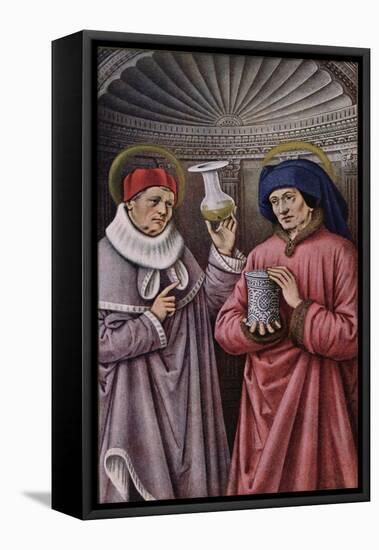 St. Cosmas and St. Damian, Patron Saints of Physicians and Apothecaries, Book of Hours-null-Framed Stretched Canvas