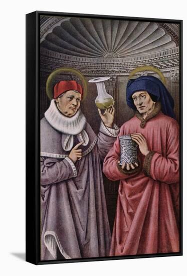 St. Cosmas and St. Damian, Patron Saints of Physicians and Apothecaries, Book of Hours-null-Framed Stretched Canvas