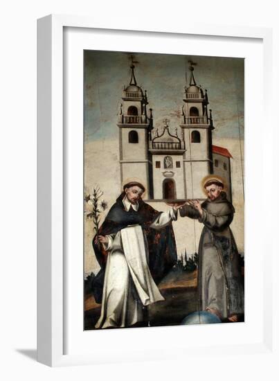 St. Dominic and St. Francis Holding a Miniature Model of the Church at as Ermidas-null-Framed Giclee Print