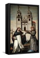 St. Dominic and St. Francis Holding a Miniature Model of the Church at as Ermidas-null-Framed Stretched Canvas