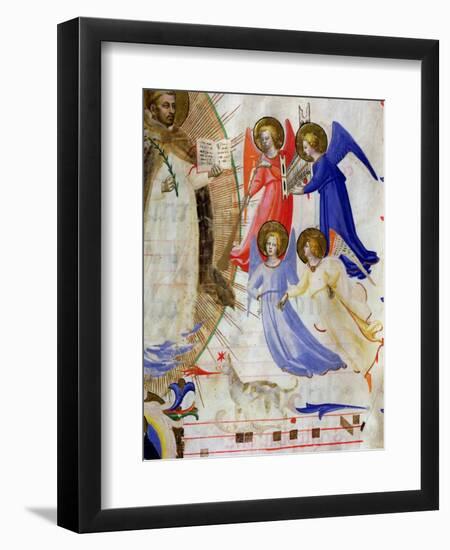 St. Dominic with Four Musical Angels, from a Gradual from San Marco E Cenacoli-Fra Angelico-Framed Giclee Print