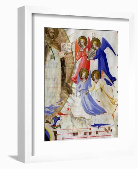 St. Dominic with Four Musical Angels, from a Gradual from San Marco E Cenacoli-Fra Angelico-Framed Giclee Print