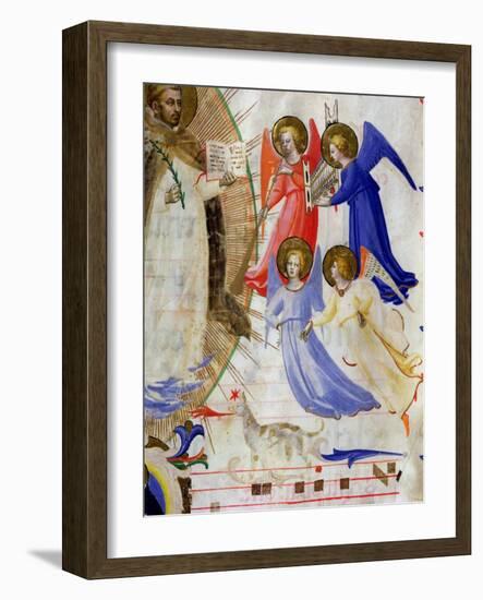 St. Dominic with Four Musical Angels, from a Gradual from San Marco E Cenacoli-Fra Angelico-Framed Giclee Print