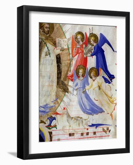 St. Dominic with Four Musical Angels, from a Gradual from San Marco E Cenacoli-Fra Angelico-Framed Giclee Print