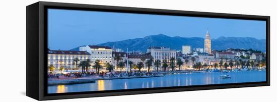 St. Domnius Cathedral Bell Tower and Stari Grad Illuminated, Split, Central Dalmatia, Croatia-Doug Pearson-Framed Stretched Canvas