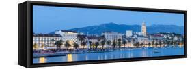 St. Domnius Cathedral Bell Tower and Stari Grad Illuminated, Split, Central Dalmatia, Croatia-Doug Pearson-Framed Stretched Canvas