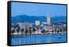 St. Domnius Cathedral Bell Tower and Stari Grad Illuminated, Split, Central Dalmatia, Croatia-Doug Pearson-Framed Stretched Canvas