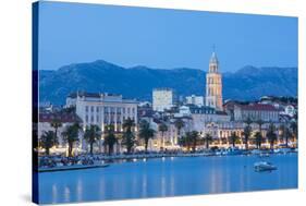 St. Domnius Cathedral Bell Tower and Stari Grad Illuminated, Split, Central Dalmatia, Croatia-Doug Pearson-Stretched Canvas