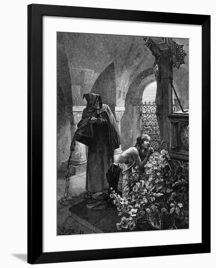 St Elisabeth Flagellated-Alphonse Mucha-Framed Art Print