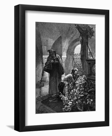 St Elisabeth Flagellated-Alphonse Mucha-Framed Art Print