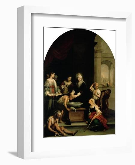 St. Elizabeth of Hungary Tending the Sick and Leprous, circa 1671-74-Bartolome Esteban Murillo-Framed Giclee Print