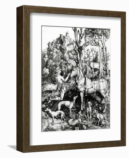 St. Eustace, 1501 (Engraving)-Albrecht Dürer-Framed Giclee Print