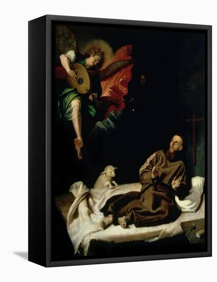 St. Francis Comforted by an Angel Musician-Francisco Ribalta-Framed Stretched Canvas