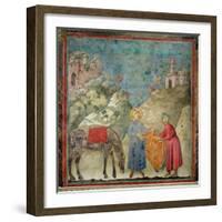 St. Francis Gives His Coat to a Stranger, 1296-97-Giotto di Bondone-Framed Giclee Print