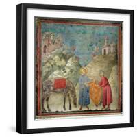 St. Francis Gives His Coat to a Stranger, 1296-97-Giotto di Bondone-Framed Giclee Print