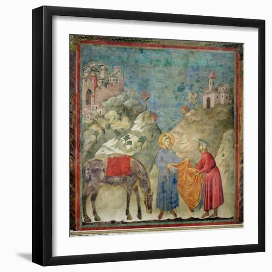 St. Francis Gives His Coat to a Stranger, 1296-97-Giotto di Bondone-Framed Giclee Print