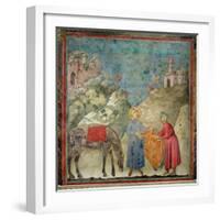 St. Francis Gives His Coat to a Stranger, 1296-97-Giotto di Bondone-Framed Giclee Print