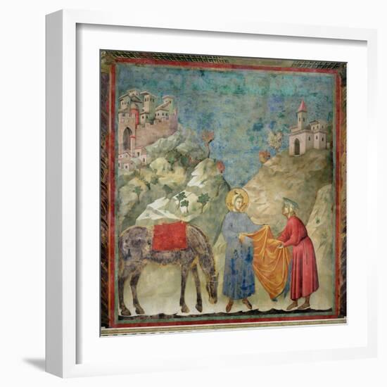 St. Francis Gives His Coat to a Stranger, 1296-97-Giotto di Bondone-Framed Giclee Print