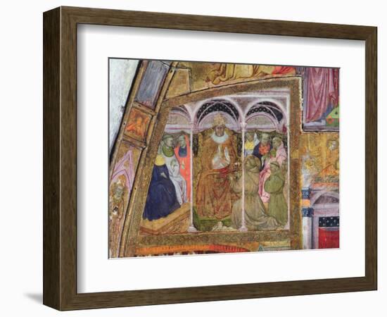 St. Francis Imploring Pope Honorius III for the Confirmation of the Indulgence, Fresco from the…-Ilario da Viterbo-Framed Giclee Print
