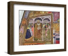 St. Francis Imploring Pope Honorius III for the Confirmation of the Indulgence, Fresco from the…-Ilario da Viterbo-Framed Giclee Print