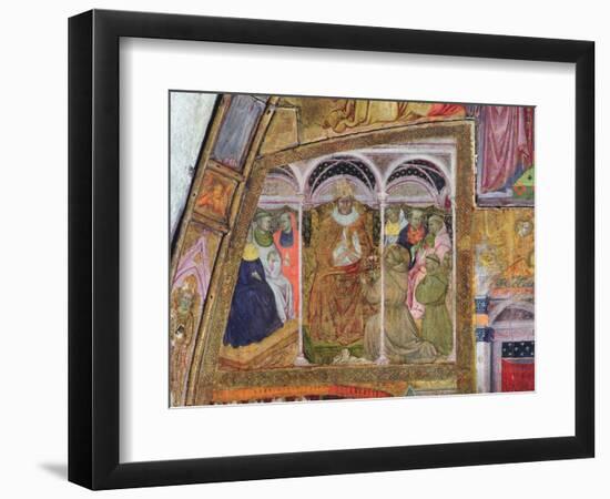 St. Francis Imploring Pope Honorius III for the Confirmation of the Indulgence, Fresco from the…-Ilario da Viterbo-Framed Giclee Print