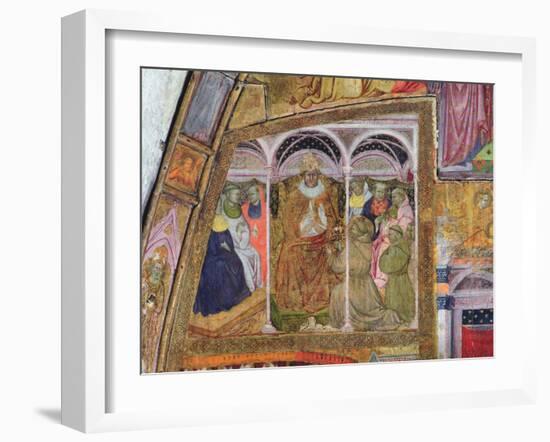 St. Francis Imploring Pope Honorius III for the Confirmation of the Indulgence, Fresco from the…-Ilario da Viterbo-Framed Giclee Print