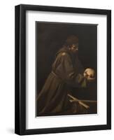 St. Francis in Meditation-Caravaggio-Framed Art Print