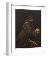 St. Francis in Meditation-Caravaggio-Framed Art Print