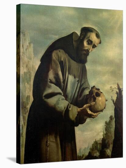 St. Francis in Meditation-Francisco de Zurbarán-Stretched Canvas