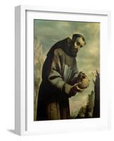 St. Francis in Meditation-Francisco de Zurbarán-Framed Giclee Print