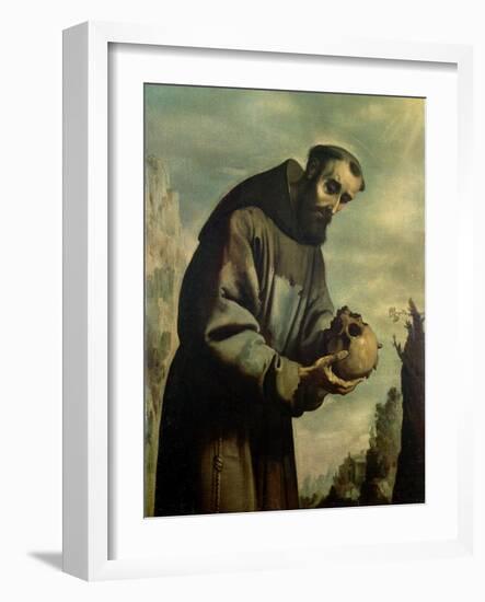 St. Francis in Meditation-Francisco de Zurbarán-Framed Giclee Print