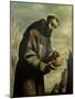 St. Francis in Meditation-Francisco de Zurbarán-Mounted Giclee Print