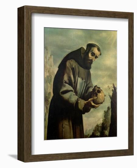 St. Francis in Meditation-Francisco de Zurbarán-Framed Giclee Print