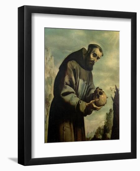 St. Francis in Meditation-Francisco de Zurbarán-Framed Giclee Print