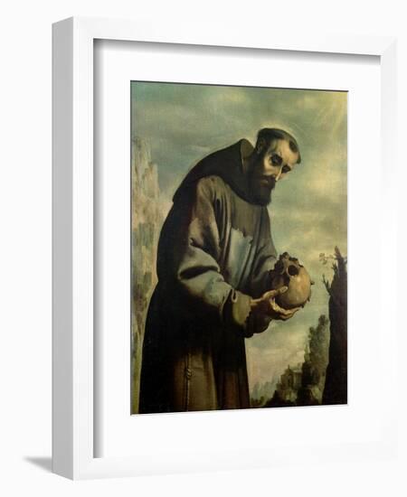 St. Francis in Meditation-Francisco de Zurbarán-Framed Giclee Print